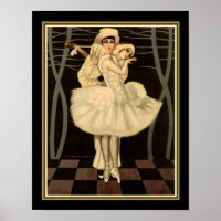 Arlequin Art Déco Imprimer - "Pierrot & Pierrette"