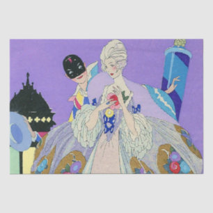 Arlequin at a Fancy Dress Ball Throw Pillow Tissue Paper