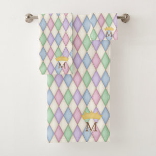 Arlequin Coloré Imprimer Monogramme Avec Couronne