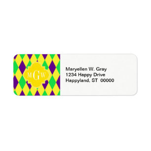 Arlequin jaune violet vert Ylo Quat 3 Monogramme