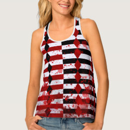 Arlequin sanglant Débardeur noir, blanc et rouge