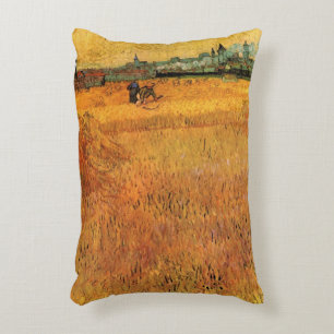 Arles: View from Wheat Fields by Vincent van Gogh Accent Pillow