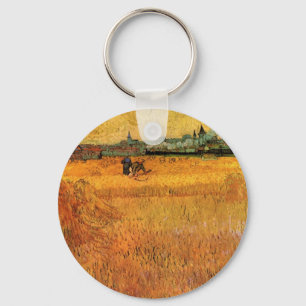Arles: View from Wheat Fields by Vincent van Gogh Keychain