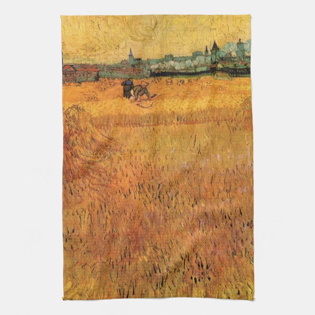 Arles: View from Wheat Fields by Vincent van Gogh Kitchen Towel (Vertical)