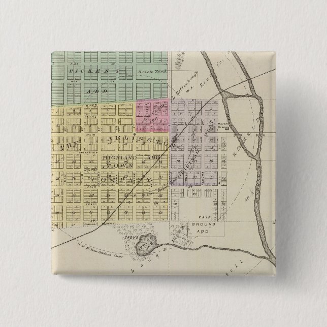 Arlington, Kansas 2 Inch Square Button (Front)