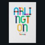 Arlington Texas Mid Century, Pop Art, Faux Canvas Print<br><div class="desc">Arlington Texas classic retro throwback style from the 60s 70s and 80s. Bright primary colours in the 20th-century abstract art style with simple geometric elements. Vintage pop art. Simple bold,  wear your hometown out loud.</div>