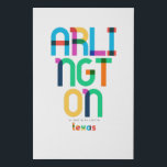 Arlington Texas Mid Century, Pop Art, Faux Canvas Print<br><div class="desc">Arlington Texas classic retro throwback style from the 60s 70s and 80s. Bright primary colours in the 20th-century abstract art style with simple geometric elements. Vintage pop art. Simple bold,  wear your hometown out loud.</div>