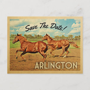 Arlington Texas Save The Date Horses Announcement Postcard
