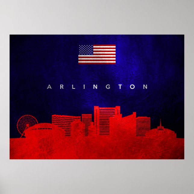 Arlington Texas Skyline Poster (Front)