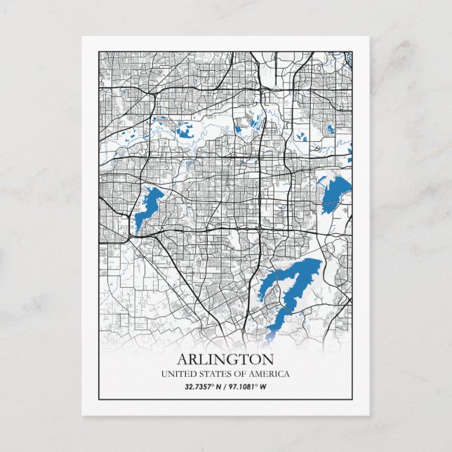 Arlington Texas USA City Travel City Map Postcard (Front)