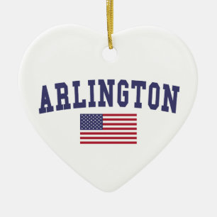 Arlington VA US Flag Ceramic Ornament