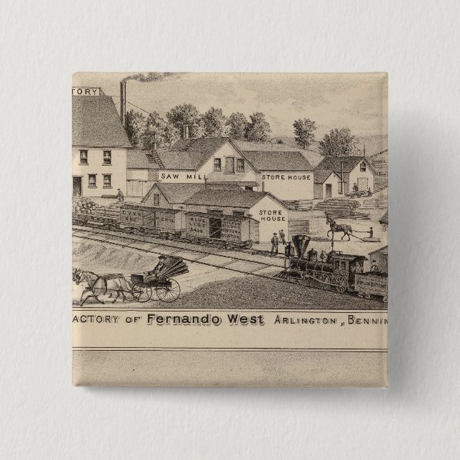Arlington Vermont 2 Inch Square Button (Front)