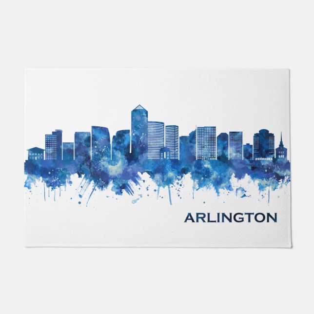 Arlington Virginia Skyline Blue Doormat (Front)