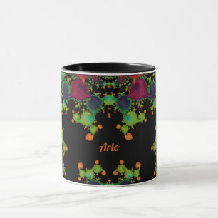 ARLO ~ Black Green Orange Pink Mug