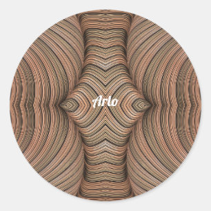 ARLO ~ Pretty Shades of Brown Fractal ~  Classic Round Sticker