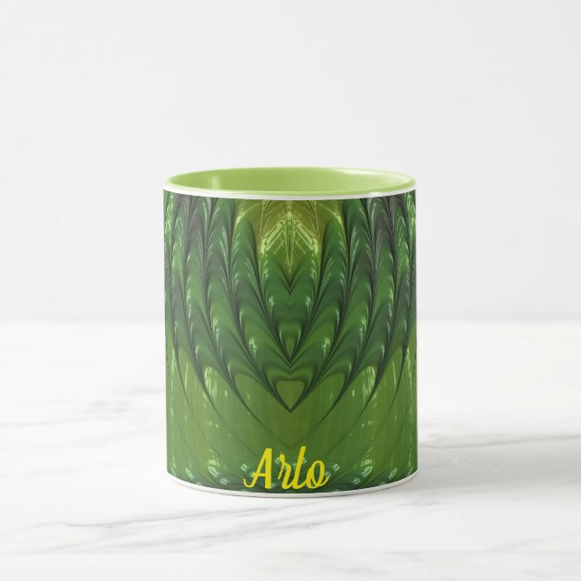 ARLO ~ Zany 3D Fractal ~ Green Lover  Mug (Center)