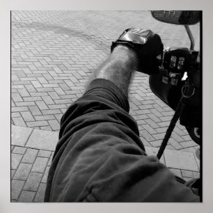 Arm & hand of a Biker riding Motorcycle-greyscale Poster