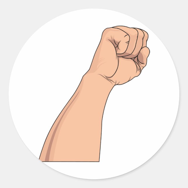 Arm Raised Clenched Fist Pump Classic Round Sticker (Front)