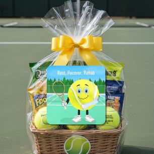Arm Surgery Get Well Cute Tennis Ball in Cast Square Sticker