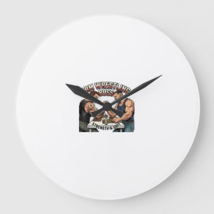 Arm Wrestling Boss - Retro Strength and Grit Art Large Clock