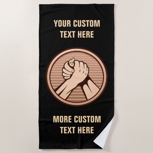 Arm wrestling Bronze Beach Towel (Front)
