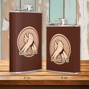 Arm wrestling Bronze Hip Flask