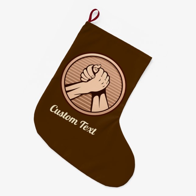 Arm wrestling Bronze Large Christmas Stocking (Front (Hanging))