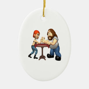 Arm Wrestling Ceramic Ornament
