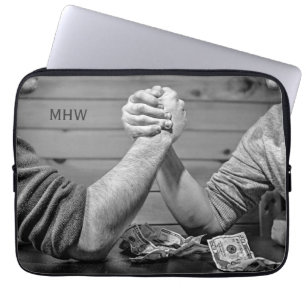 Arm Wrestling custom monogram laptop sleeves