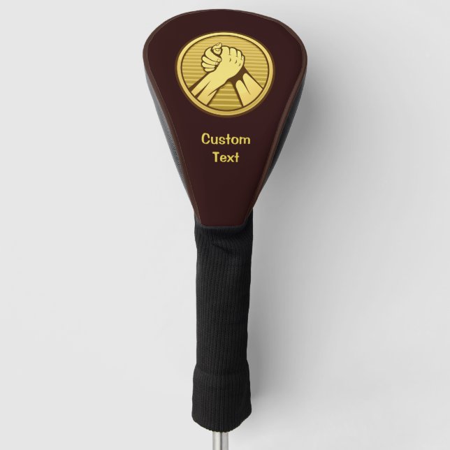 Arm Wrestling Gold Golf Head Cover (Front)