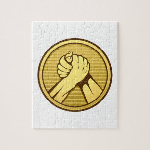 Arm wrestling Gold Jigsaw Puzzle