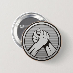 Arm wrestling Silver 2 Inch Round Button