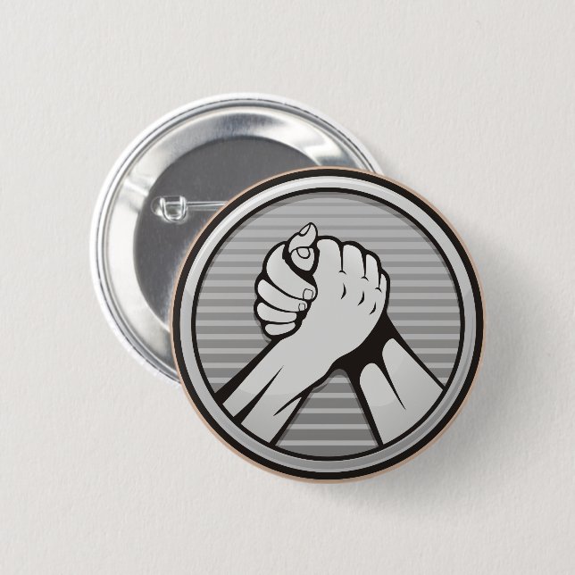 Arm wrestling Silver 2 Inch Round Button (Front & Back)