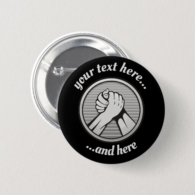Arm wrestling Silver 2 Inch Round Button (Front & Back)