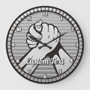 Arm wrestling Silver Large Clock