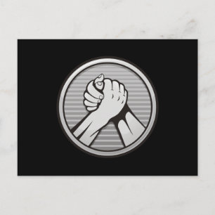 Arm wrestling Silver Postcard