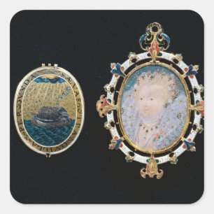 Armada Jewel, miniature of Queen Elizabeth I enclo Square Sticker