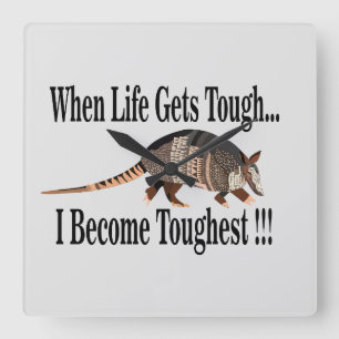 Armadillo Animal Inspirational Square Wall Clock