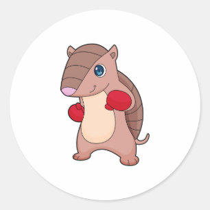 Armadillo Boxing Boxer Boxing gloves Classic Round Sticker
