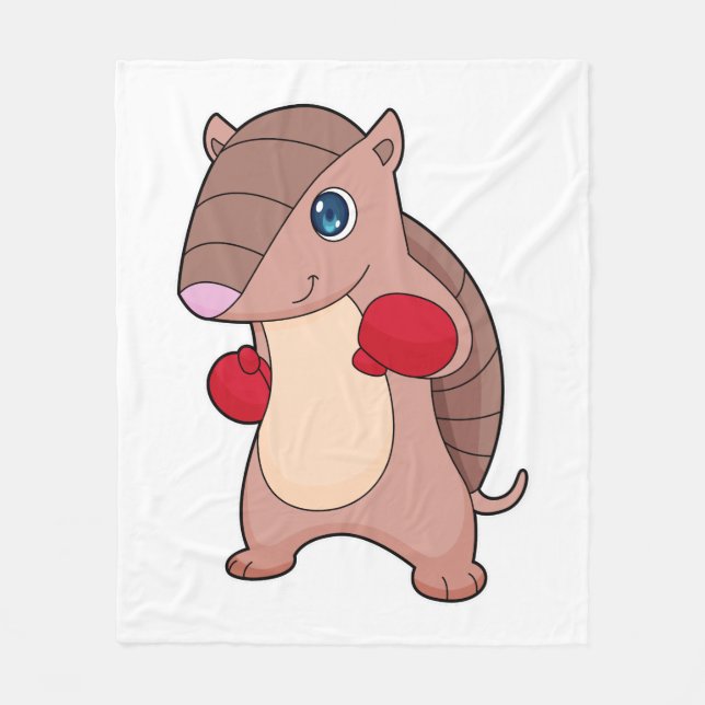 Armadillo Boxing Boxer Boxing gloves Fleece Blanket (Front)