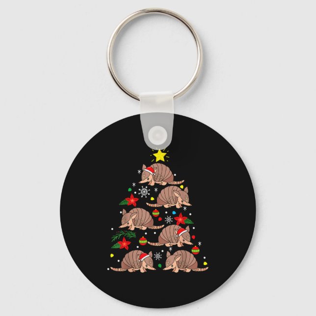Armadillo Christmas Ornament Tree Funny Zookeeper  Keychain (Front)