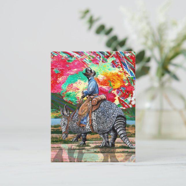 Armadillo Cowboy Postcard (Standing Front)