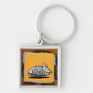 Armadillo cute fun modern art colourful painting keychain