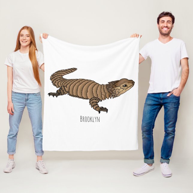 Armadillo girdled lizard cartoon illustration fleece blanket (In Situ)