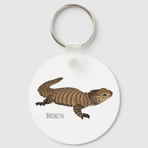 Armadillo girdled lizard cartoon illustration keychain