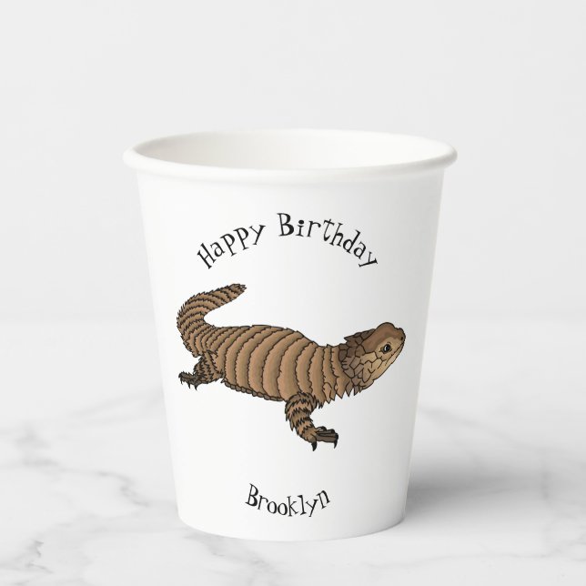Armadillo girdled lizard cartoon illustration  paper cups (Front)