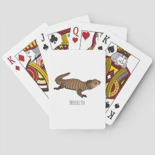 Armadillo girdled lizard cartoon illustration  playing cards