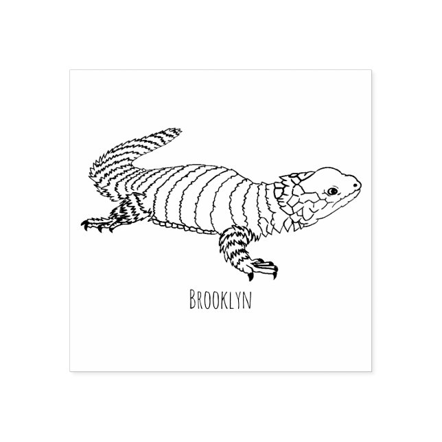 Armadillo girdled lizard cartoon illustration  rubber stamp (Imprint)
