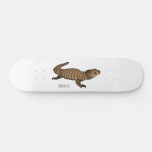Armadillo girdled lizard cartoon illustration skateboard