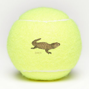 Armadillo girdled lizard cartoon illustration tennis balls